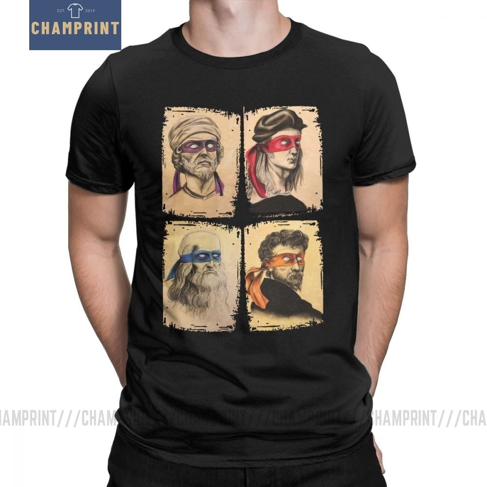 Science Turtles T-Shirt Men Tee Shirt Round Neck 100% Cotton Funny Tops Printed Graphic T Shirt